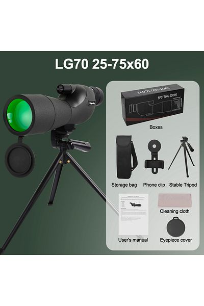 xiyear Black Set 25-75x60 Telescope Spotting Scope Powerful Zoom Monocular Fmc Bak4 Waterproof For Bird Wat