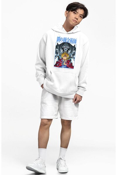 Fuddy Moda Φούτερ με κουκούλα Unisex Edward Elric με στάμπα, φούτερ με κουκούλα με θέμα Anime Fullmetal Alchemist