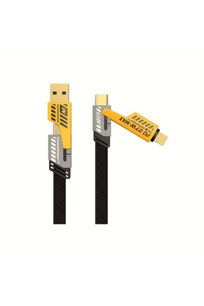 Choice كابل بيانات أسود 65 وات 4 في 1 USB Type C للشحن السريع سلك PD لهاتف Xiaomi 14 Huawei Iphone15 سلك بيانات F