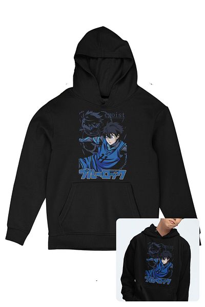Fuddy Moda Hanorac cu glugă unisex cu imprimeu Yoichi Isagi, hanorac supradimensionat cu temă anime Blue Lock
