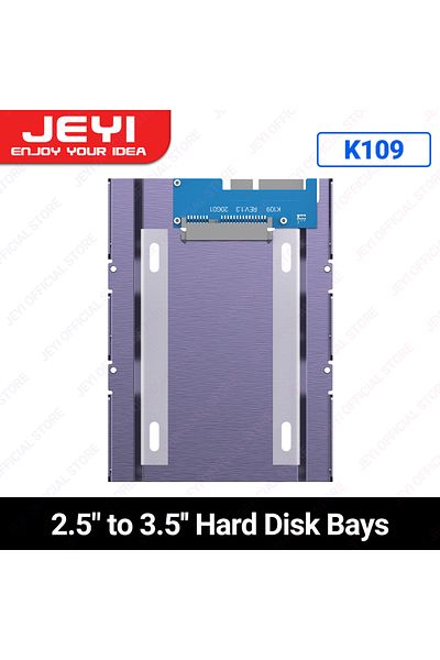 JEYI حامل حامل محرك الأقراص الصلبة SSD مقاس 2.5 بوصة إلى 3.5 بوصة K109 مع حامل تثبيت لدرج كادي لأجهزة الكمبيوتر مقاس 7/9.5 بوصة