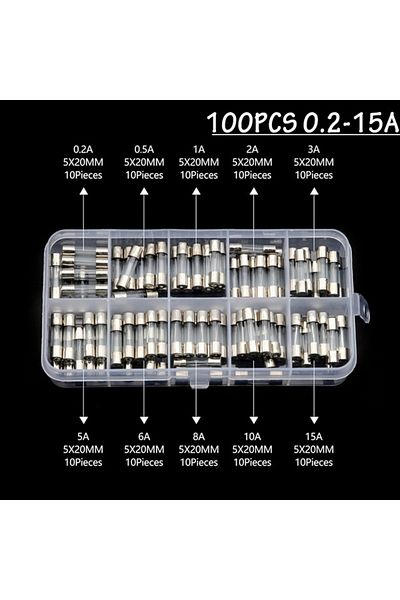 Choice 100pcs 20x5 0.2-15a 100pcs Fast-blow Glass Tube Fuses 5*20 Household Fuses Car Glass Tube Fuses Ass
