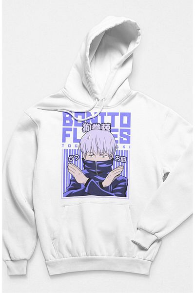 Fuddy Moda Hanorac cu glugă cu imprimeu Toge Inumaki unisex, hanorac supradimensionat cu tematică anime Jujutsu Kaisen