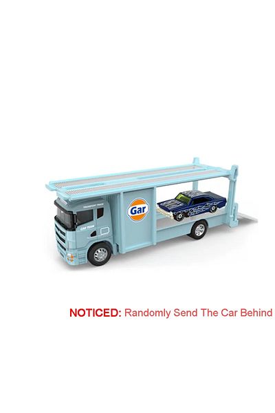Choice Auto Show Blue Scale 1:64 Container Alloy Trailer Model Toy Car Diecast Metal Movable Joint Pull Bac