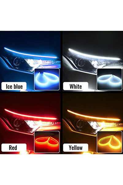 Choice 60CM White Yellow Dynamic 2 PCS DRL Car Flexible LED Daytime Running Lights Turn Signal Lamp Headlig