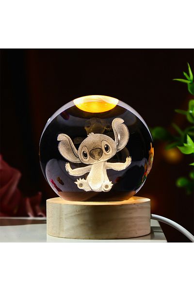 Choice B 3d Crystal Ball Stitch Pikachu Kuromi Princess Hello Kitty Crystal Mini Night Lamp Desk Decoratio.