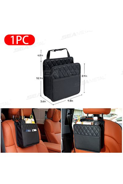 Choice Blakc 1pc Seametal Car Seat Back Storage Box Universal Hanging Headrest Organizer Foldable Storage P