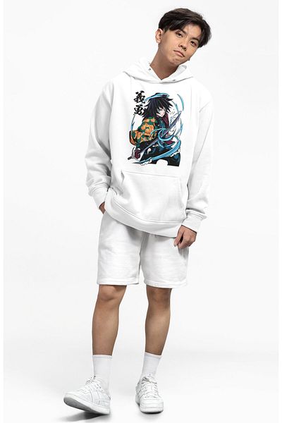 Fuddy Moda Φούτερ με κουκούλα Unisex Demon Slayer Anime με στάμπα