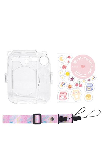 Choice For Fujifilm Instax Mini 12 Transparent Camera Case With Photo Storage Bag Crystal Shell Strap Ro...