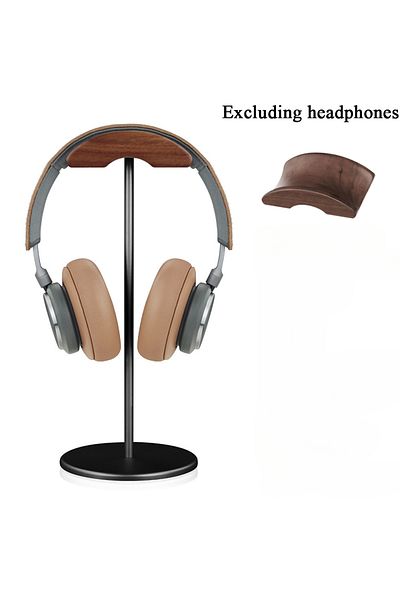 DIKELANG Black Black Walnut Wood & Aluminum Headphone Stand Nature Walnut Gaming Headset Holder With Solid Me