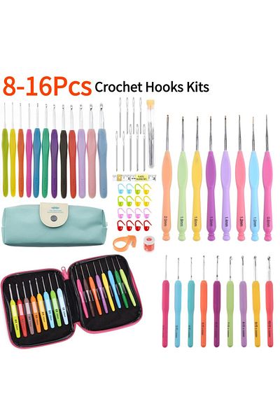 Choice Crochet Hooks Kits Soft Handle Crochet Needles Yarn Weave Knitting Needles Set DIY Weaving Tool