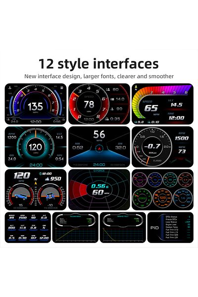 ZMFJH Obd Gps Hud P24 Car Obd Head Up Display Hud On Board Computer Digital Speedometer Water Temp Fu...