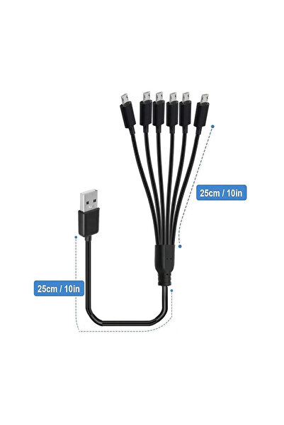 Choice كابل شحن متعدد من A إلى 6xMicro 50 سم 1 إلى 6 Micro USB كابل مقسم USB ...
