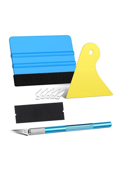 Choice 9pcs New Car Vinyl Wrapping Tool Kit Vinyl Scraper Cutter Film Squeegee Plastic Vinyl Spatulas Wrap