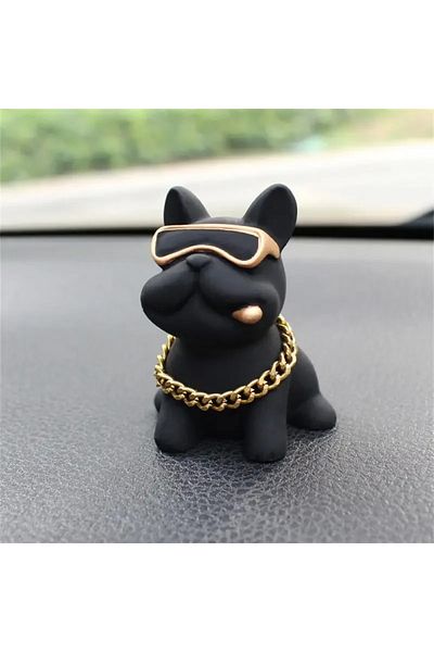 Choice Black Wear-resistant Bulldog Car Ornaments Feel Comfortable Resin Material Car Dashboard Decoration