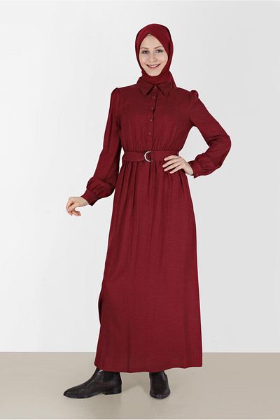 TRENDTESETTÜR Women's Red (Red) Shirt Collar Dress t 42268-1
