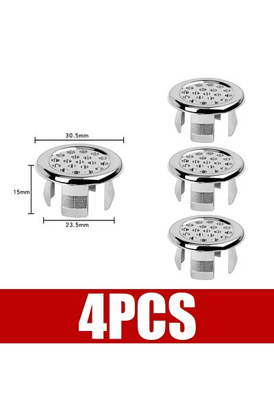 Choice 4pcs- Mesh Ring 4pcs Plastic Bathroom Kitchen Basin Sink Overflow Cover Ring Insert Replacement Chro