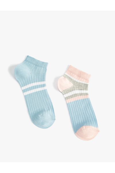 Koton Set 2 papuci cu dungi Sosete din bumbac multicolor