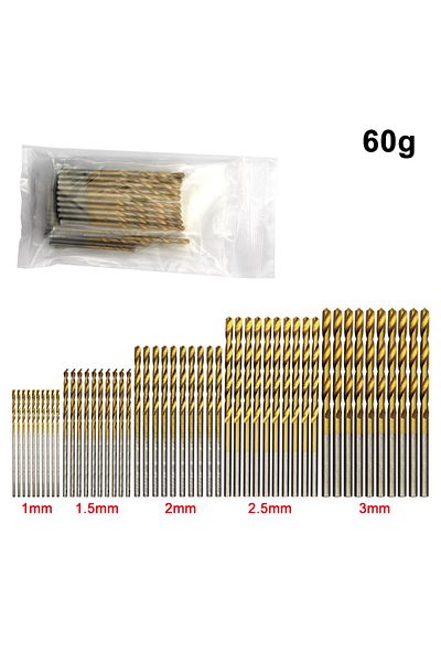 Choice 50pc Twist Drill Set 50pc Titanium Plated Twist Drill Set 1-3mm Small Drill Bit Electric Drill Drill
