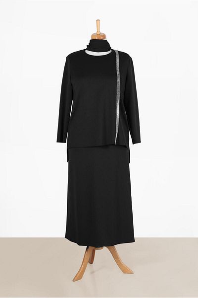 TRENDTESETTÜR Women's Black Double Skirt Set - t 20186