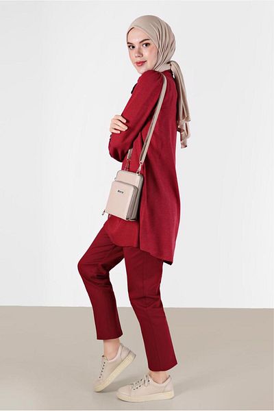 TRENDTESETTÜR Women's Red (Red) Tie-Detailed Tunic t 42376