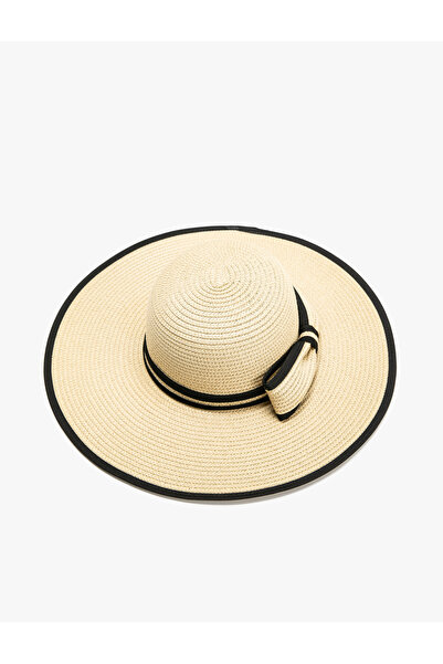 Koton Straw Hat Sombrero with Ribbon Detailed Piping