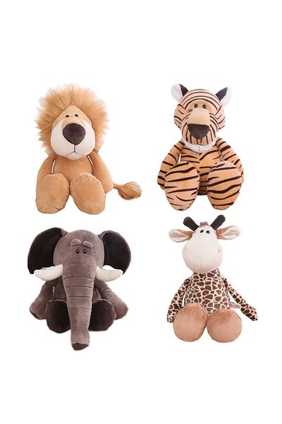 Choice 25cm Purple Stuffed Plush Animals Toys Soft Dolls Jungle Lion Elephant Tiger Dog Fox Monkey Deer Chi