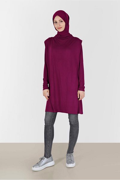 TRENDTESETTÜR Purple Bougainvillea Draped Neckline Tunic - Women's t 42389