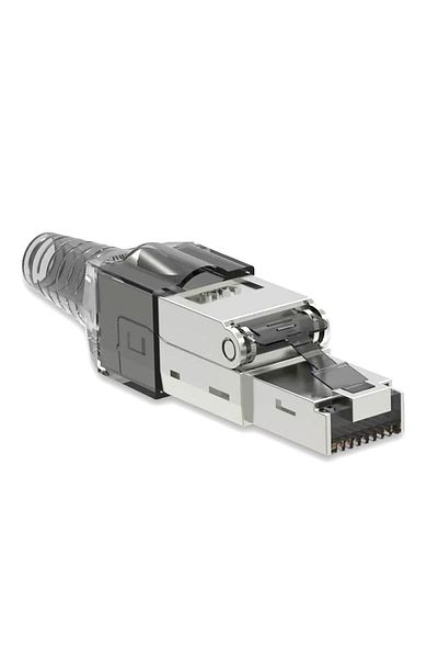 ZoeRax 10 قطع من موصلات Cat8 و Cat7 و Cat6a من نوع Rj45 باللون الأسود، بدون أدوات، مصنوعة من سبائك الزنك ومحمية من الإيثرنت