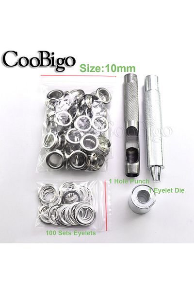 Choice Dia. 10mm 100sets Metal Eyelet Grommet Punch Installer Tool Set For Belt Clothes Canvas Curtains Sho