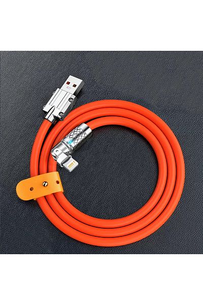 Choice 1m USB A To L orange 120W 6A Silicone USB Charger Date Cable For iPhone 14 13 12 11 Pro Max Mini 180