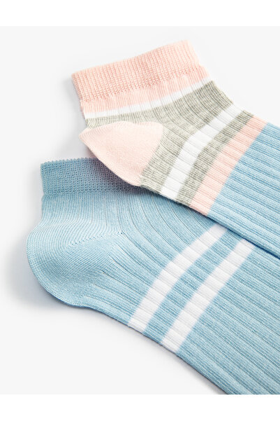 Koton Σετ 2 ριγέ Μποτάκια Κάλτσες Πολύχρωμες Βαμβακερές