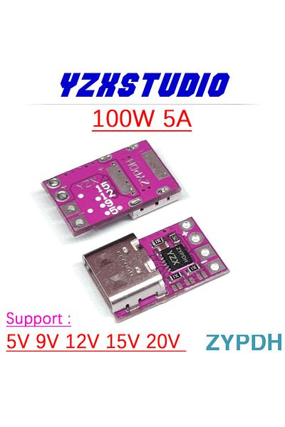 Choice 100W 5A TYPE-C PD Decoy PD3.0 Triggers 5V 9V 12V 15V 20V PC Notebook Power USB PD TO DC Adapter D...