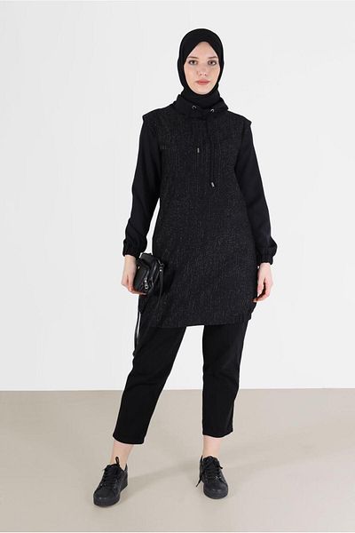 TRENDTESETTÜR Women's Black Lurex Tunic - t 42357