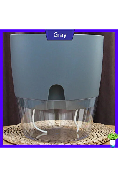 Choice وعاء زهور بلاستيكي شفاف مزدوج الطبقات رمادي اللون Small703 وعاء زهور ذ...