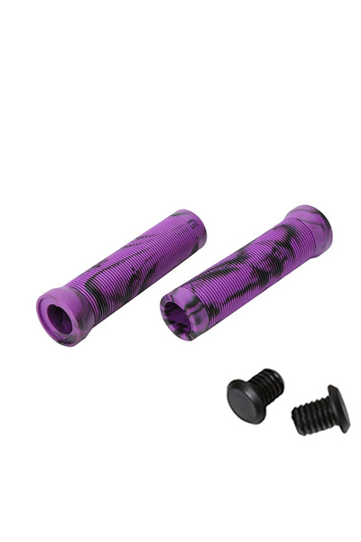 BUCKLOS أساور دراجة جبلية سوداء وبنفسجية مقاس 125 مم، مقابض ناعمة لمقود الدرا...