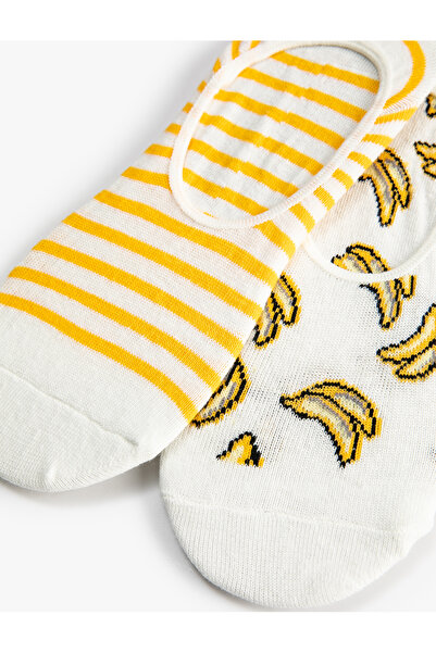 Koton Striped Ballerina Socks Set of 2 Banana Patterned