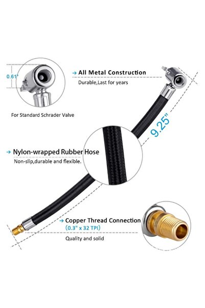 Choice خرطوم نفخ إطارات السيارة STONEGO مقاس 20 سم، محول تمديد مضخة الهواء ال...