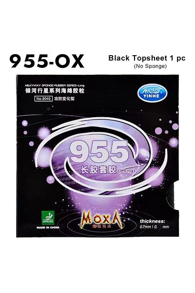 YINHE Black Ox 955 Table Tennis Rubber Long Pimples Anti-spin Ping Pong Rubber Sheet 955 Ox/0.7mm Sp