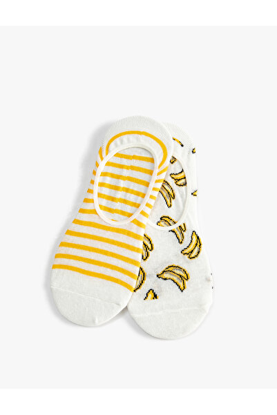 Koton Striped Ballerina Socks Set of 2 Banana Patterned