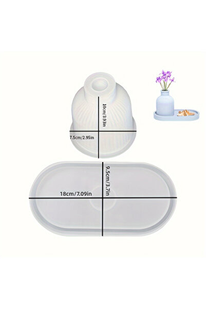 Choice قالب سيليكون لصينية مزهرية من قطعتين ونصف، قالب كوستر بيضاوي وقالب حاو...
