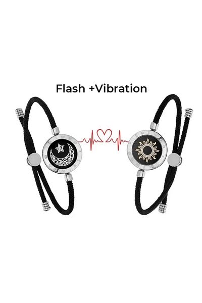 Zoeydam Sliver And Sliver Totwoo Long Distance Touch Light Up&vibrate Bracelets For Couples, Long Distance R