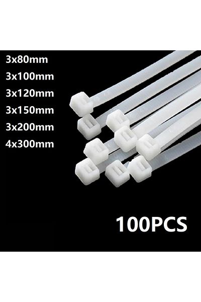 Choice Tie 4x300mm 100pcs 100pcs White Self Locking Nylon Industrial Cable Tie1.99mmx80/100/120/150/200 2.7