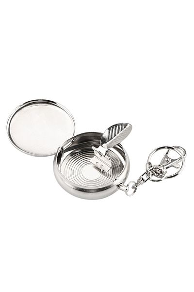 Choice Silver Portable Vehicle Cigarette Ashtray Ashtray With Key Chain Pocket Ashtray Mini Stainless Steel