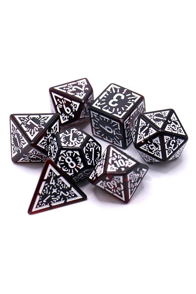 Choice Translucent Red 7pcs Set Translucent Classical Rune Relief Board Game Dice Set Trpg Dice, Polyhedral