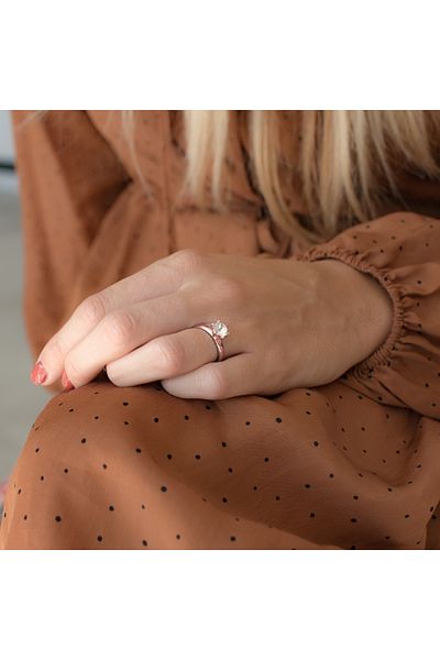 Trilani Silberring Yüzük Sterling Silber rosegold Zirkonya weiß