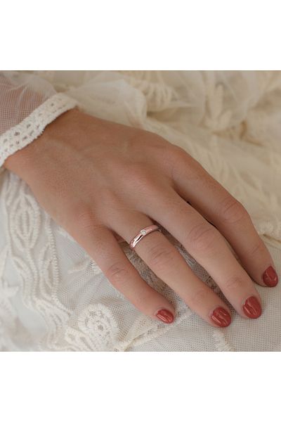 Trilani Silberring Yüzük Sterling Silber rosegold Zirkonya weiß