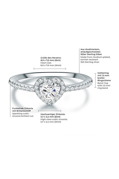 Trilani Silberring Ring Sterling Silber Zirkonia weiß