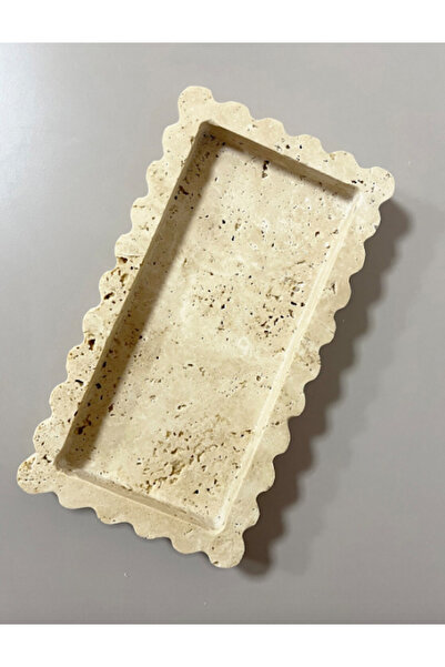 MIARIK DESIGN & DEKORASYON Traverten Görünümlü Polyester Sunum Servis Tabagi ...