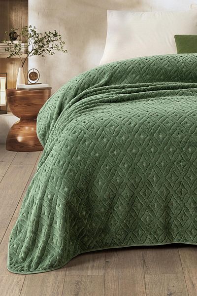 Denizli Concept Pătură moale verde cu model geometric - Softy Wellsoft Plush 170 X 220 Cm